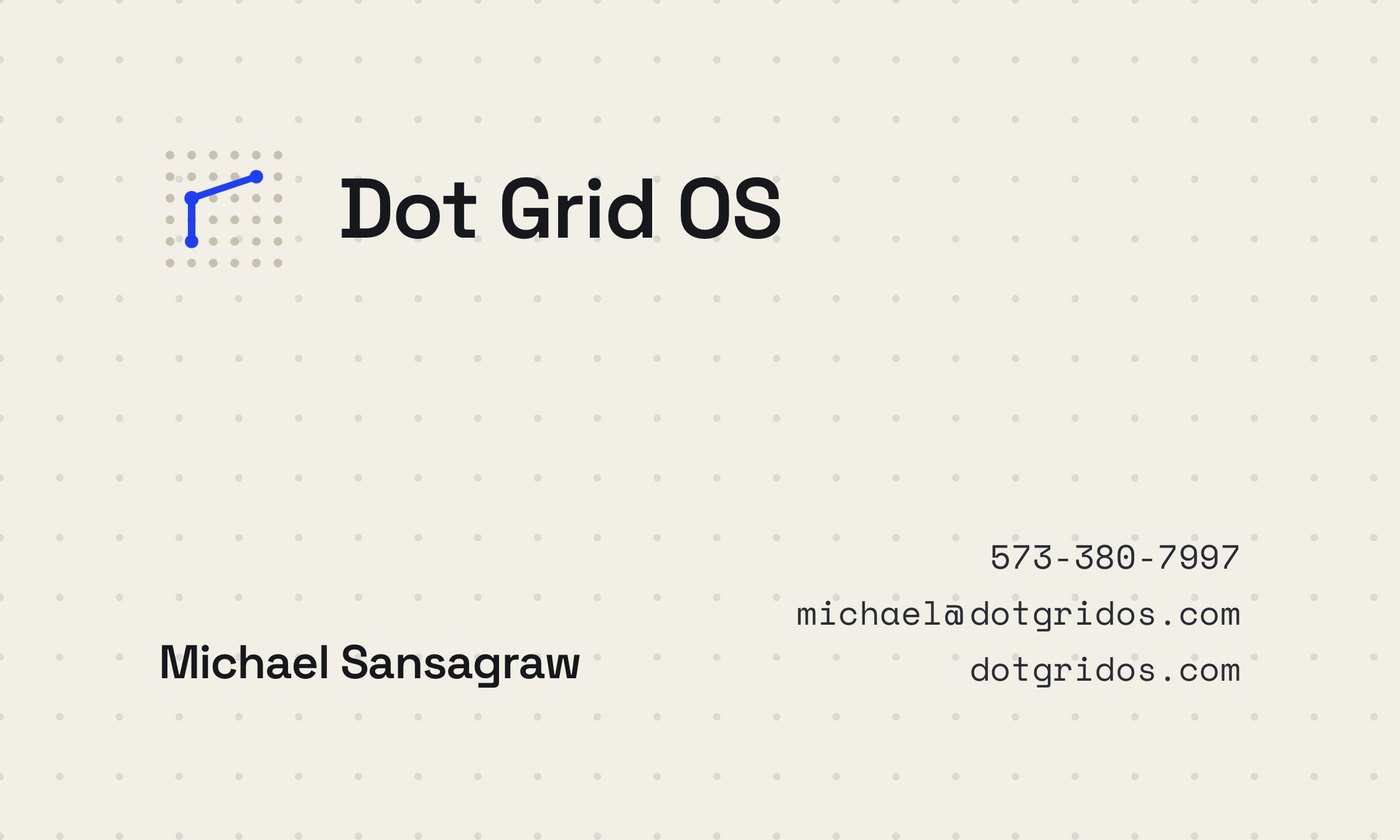 The Dot Grid OS business card.